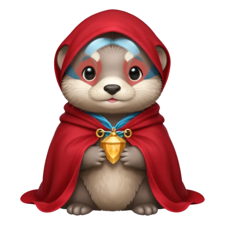 baby grey otter, in magic red cloak sticker