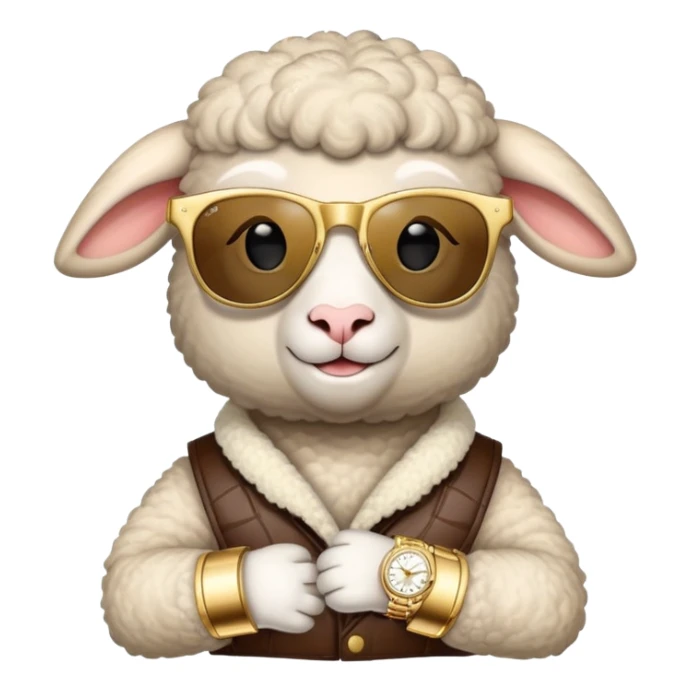  lamb wearing sunglasses and gold Rolex
 sticker
