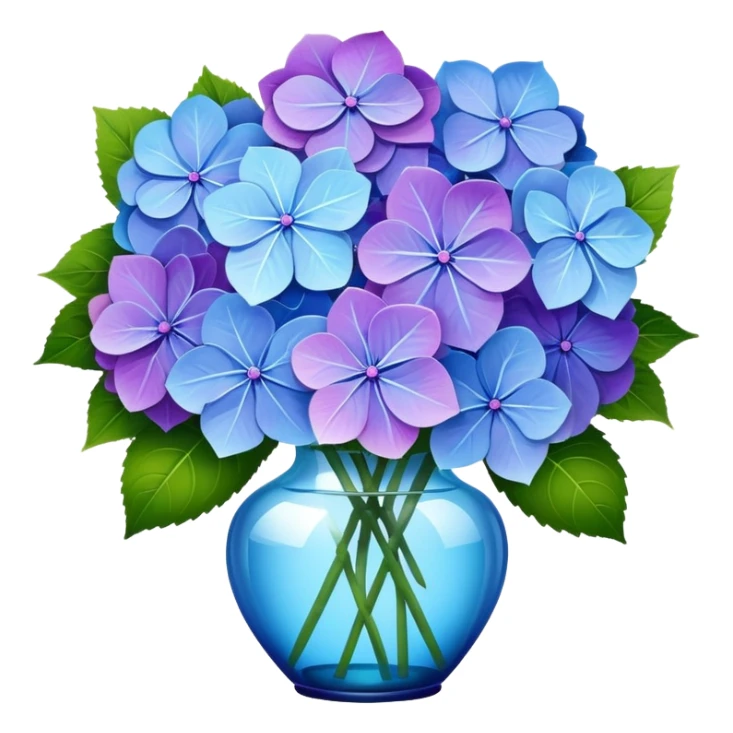 A beautiful bouquet of purple and blue hydrangea flowers sticker
