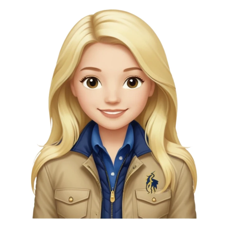blonde girl long hair smiling in ralph lauren jacket  sticker