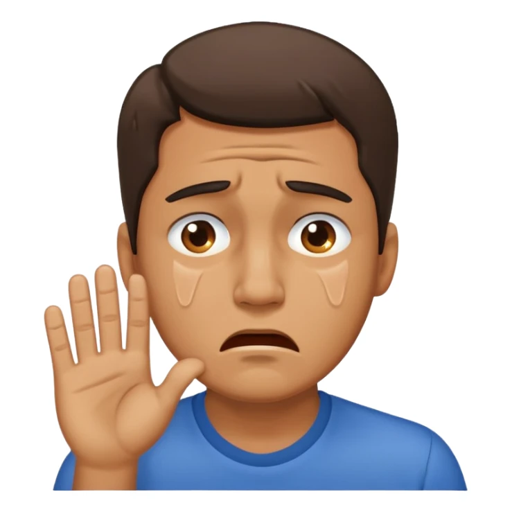 Generate me a dude slapping  his face in annoyance while he's crying sticker