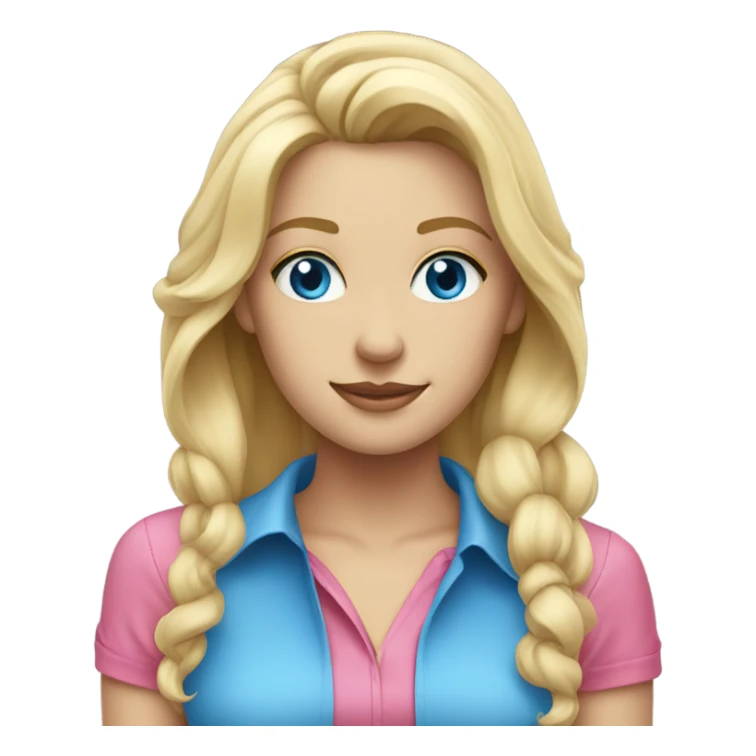 Pretty blonde with blue eyes white women with pink shirt sticker
