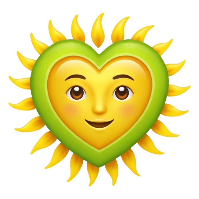 lime green heart with a sun motif sticker