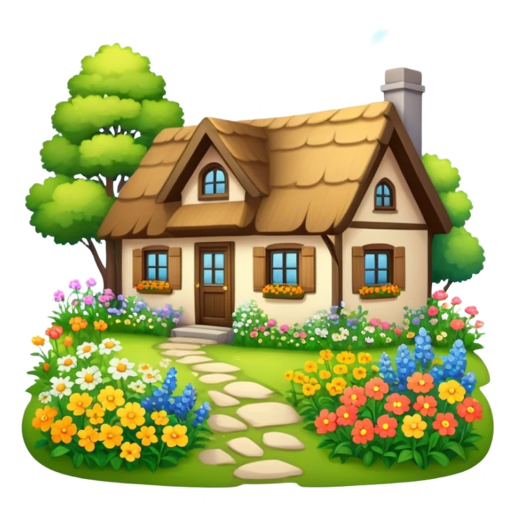 cozy cottage with wild flowers in yard sticker