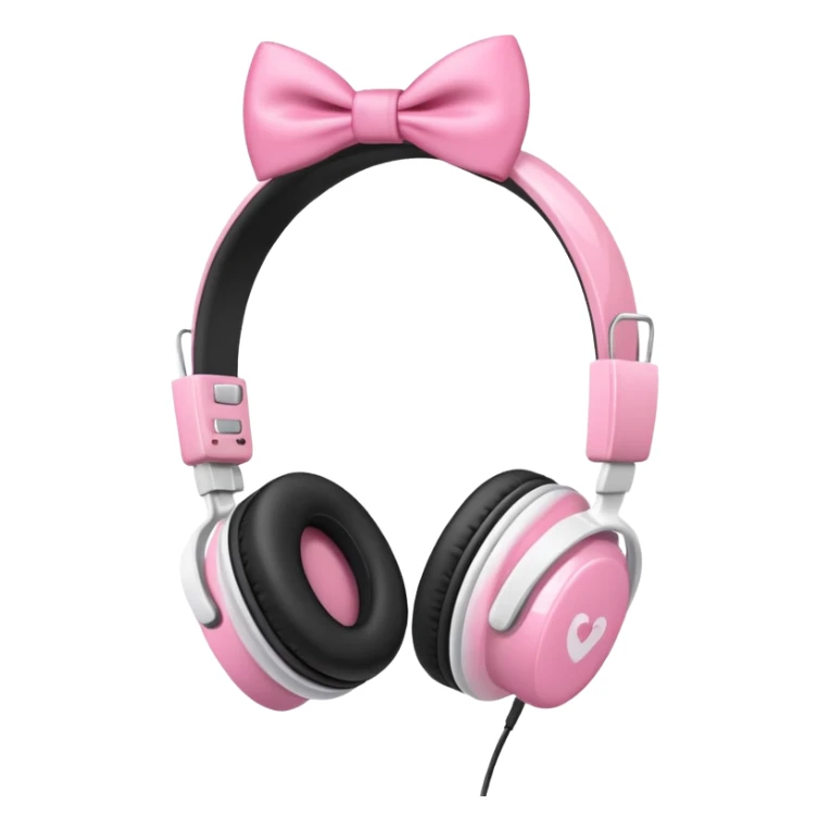 White headphones with pink bow sticker