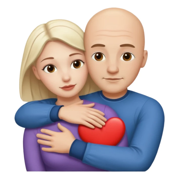 Metis bald Man and white woman hug love sticker