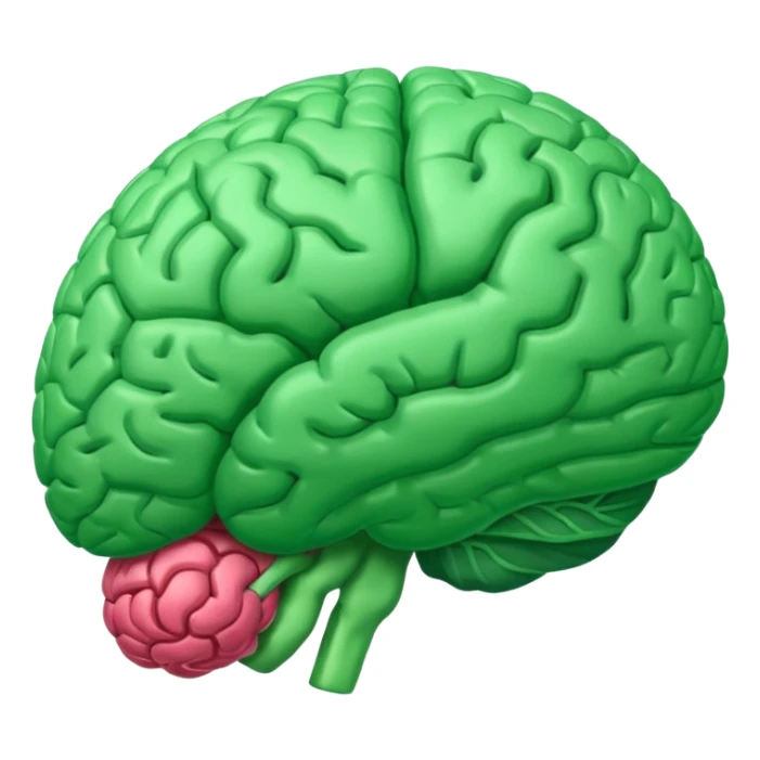 green brain with health logo plus on it sticker