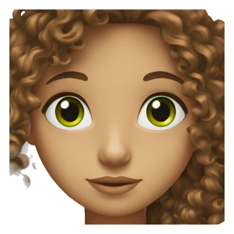 long brown curly hair girl with green eyes sticker