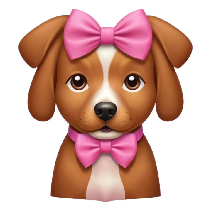 Spanish brown dog sitting with a pink bow sticker
