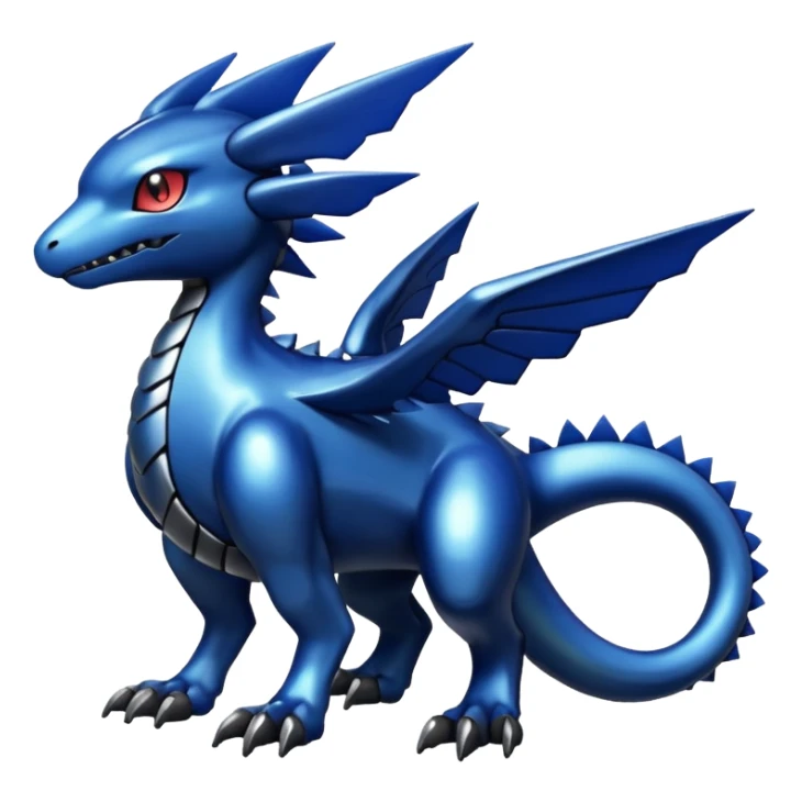 Dusky Glossy Oil-Sheen Blackened Blue Pokémon-Fakémon-Digimon-Creature, (full body) sticker