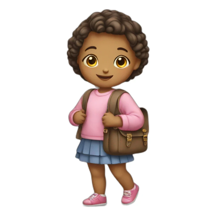 Baby girl with school bag sticker