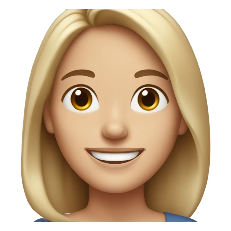 white woman happy face with brown hair sticker