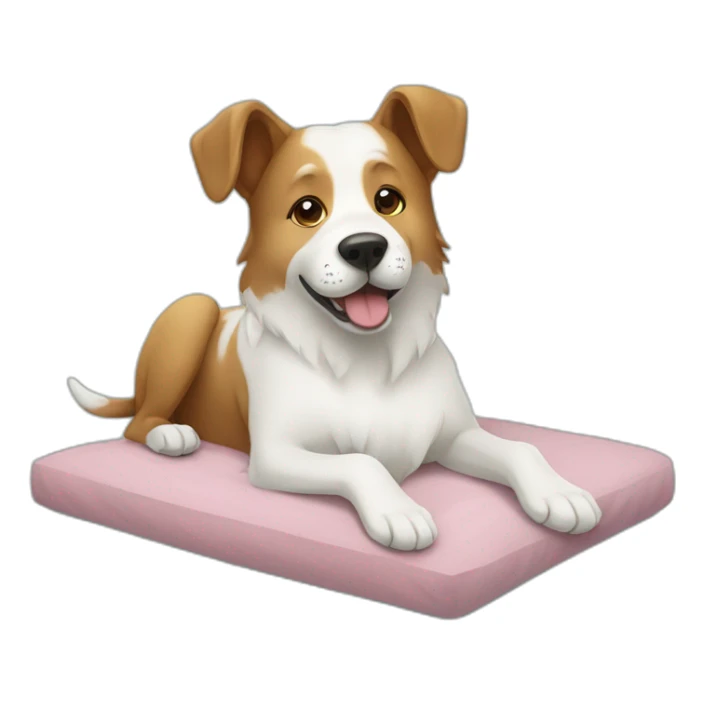 dog laying on bed, medical needling treatment sticker