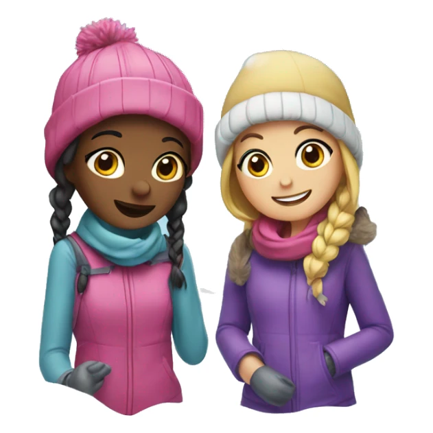 2 girls playing in snow sticker