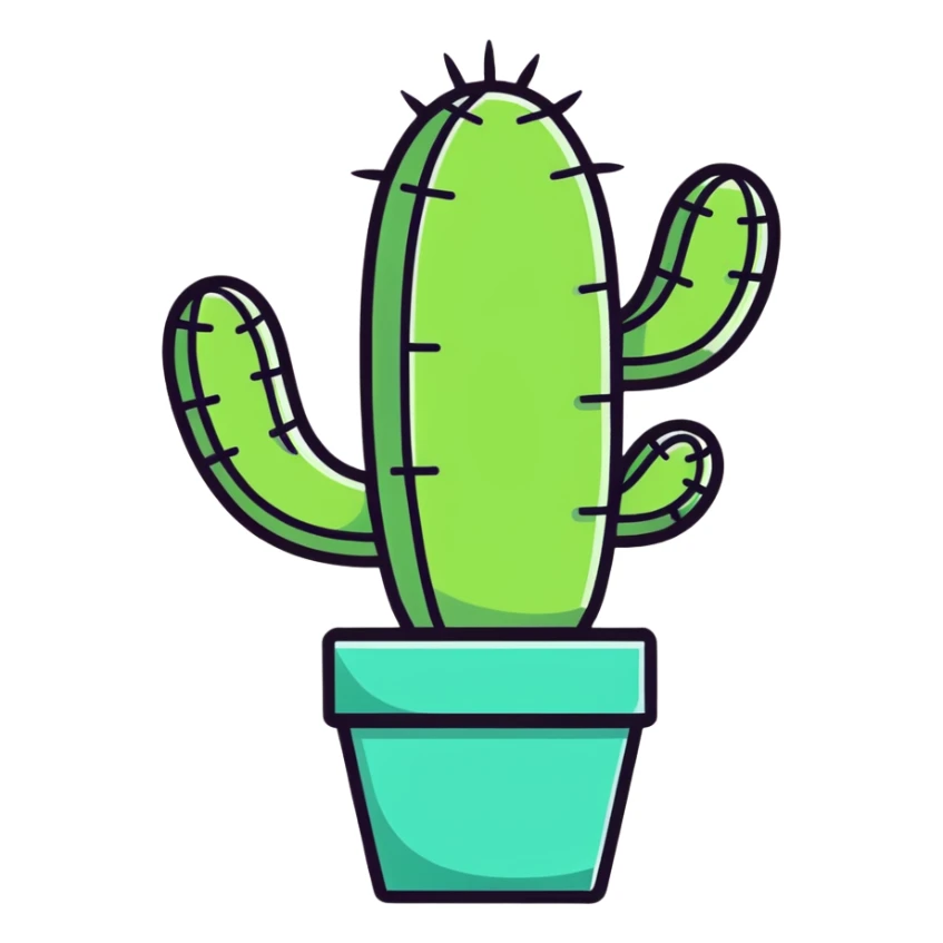 Happy sparkle Cactus in a pot  sticker
