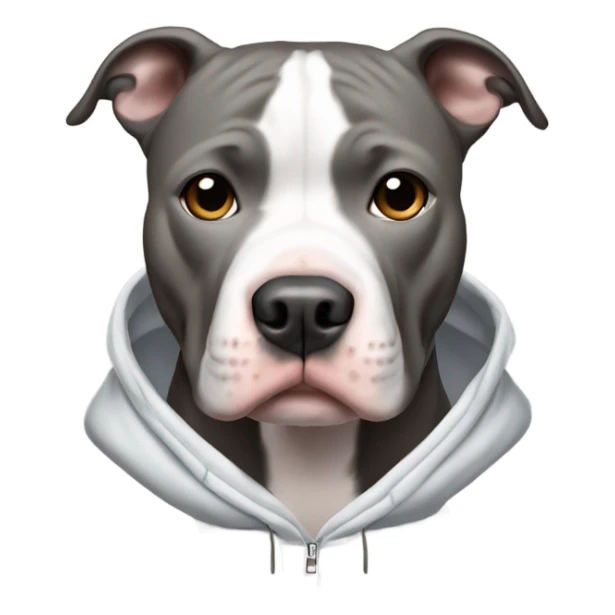 A Pitbull that’s half white half grey with a hoodie on sticker