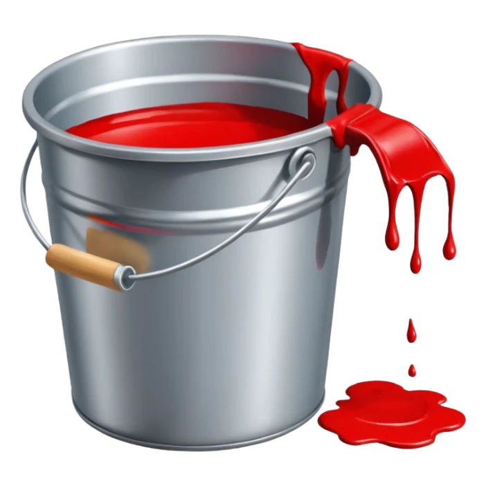 paint bucket, only bucket, spilled paint, red color,with out brush sticker
