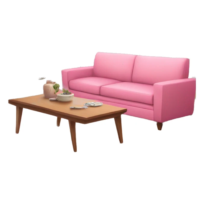 Pink pretty Living room, pink sofa, pink televison , pink dinner table sticker