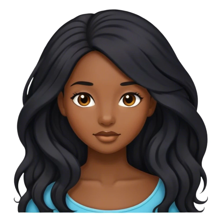Black girl with long beautiful black hear  sticker