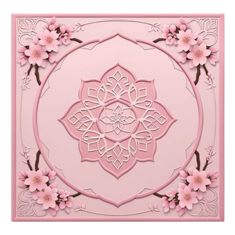 islamic prayer mat soft pink with cherry blossom design  sticker