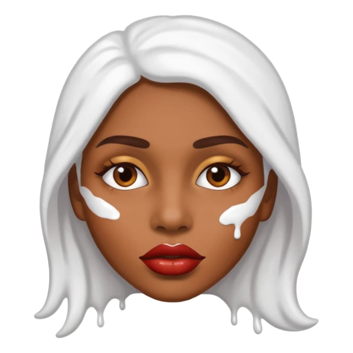 brown skinned woman lips with white paint sticker