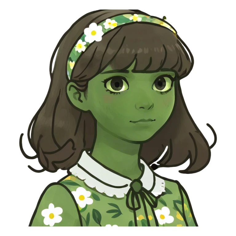 girl with brown hair and curtian bangs sticker