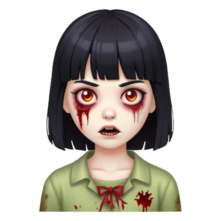 girl zombie with black hair and bangs sticker