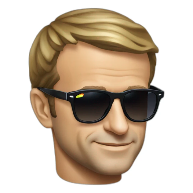 Emmanuel Macron wearing euro currency logo sunglasses sticker
