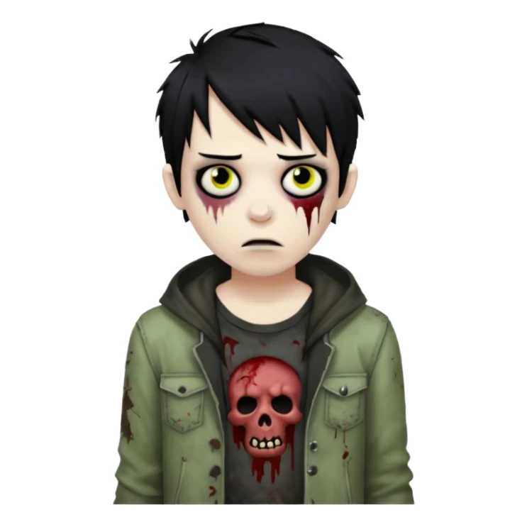 boy zombie with black hair emo sticker