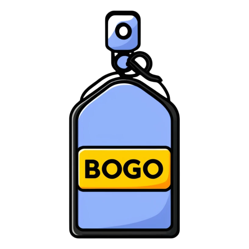 Buy One Get One Free sale tag, BOGO special offer sticker