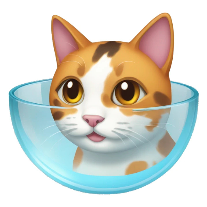 Calico cat in a glass bowl  sticker