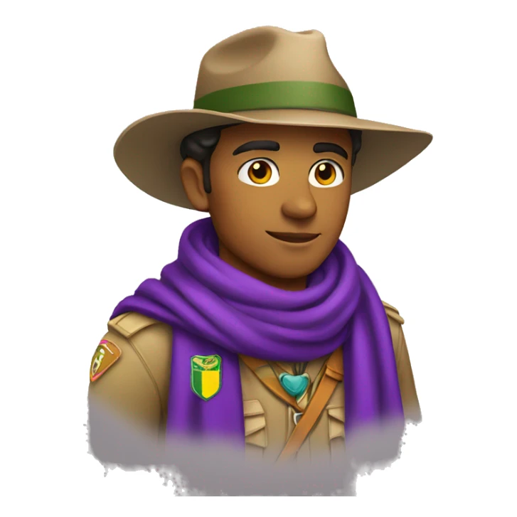 Brazilian scout with purple scarf around his neck sticker