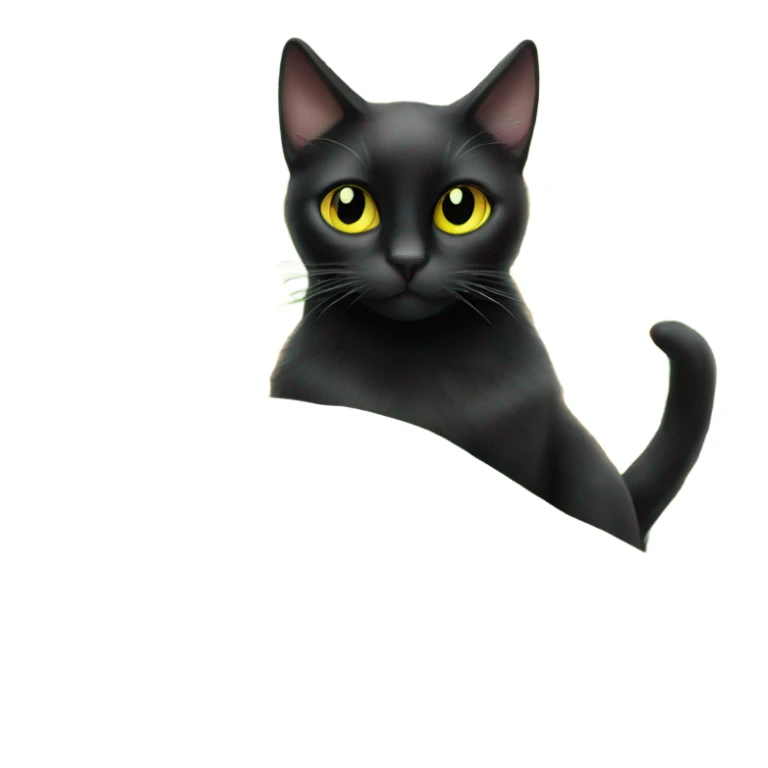 Black cat with yellow/green eyes sitting next to corn on the con sticker