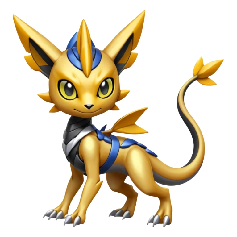 Modern Futuristic Cyber-Meloetta-Greymon-Inteleon-Greninja-Pokémon-Digimon-Fakémon-fusion-hybrid-creature sticker