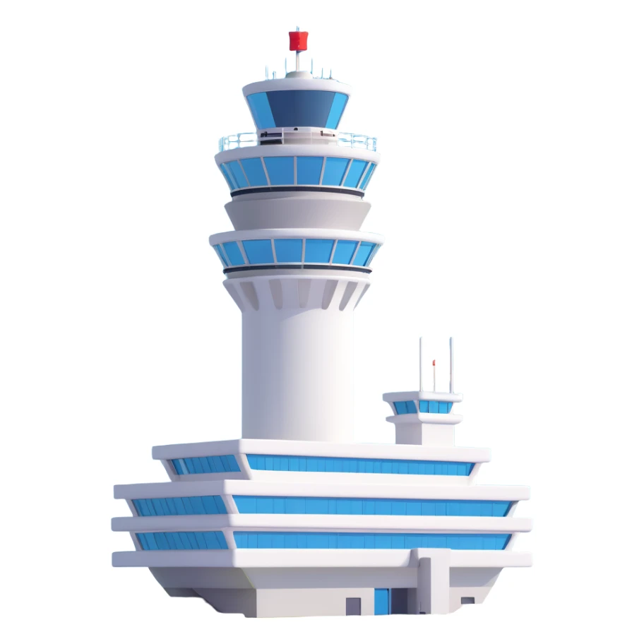Schiphol Airport control tower, iconic modern architecture, clear details sticker
