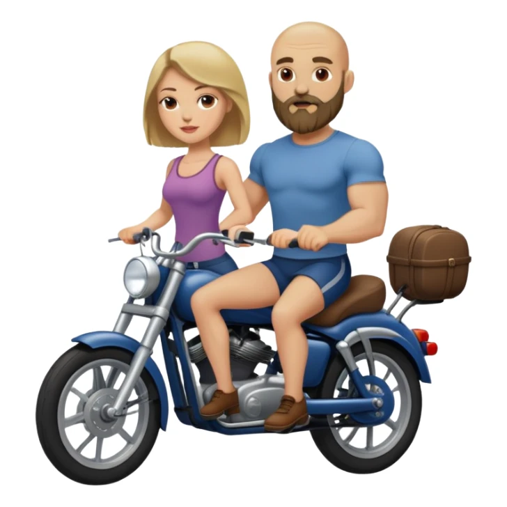Beautiful dark blonde riding her muscular bald beard husband sticker