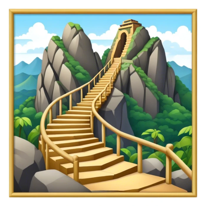 Guatapé Rock Landmark Emoji – Depicting the monolithic rock with its zigzagging staircase. sticker