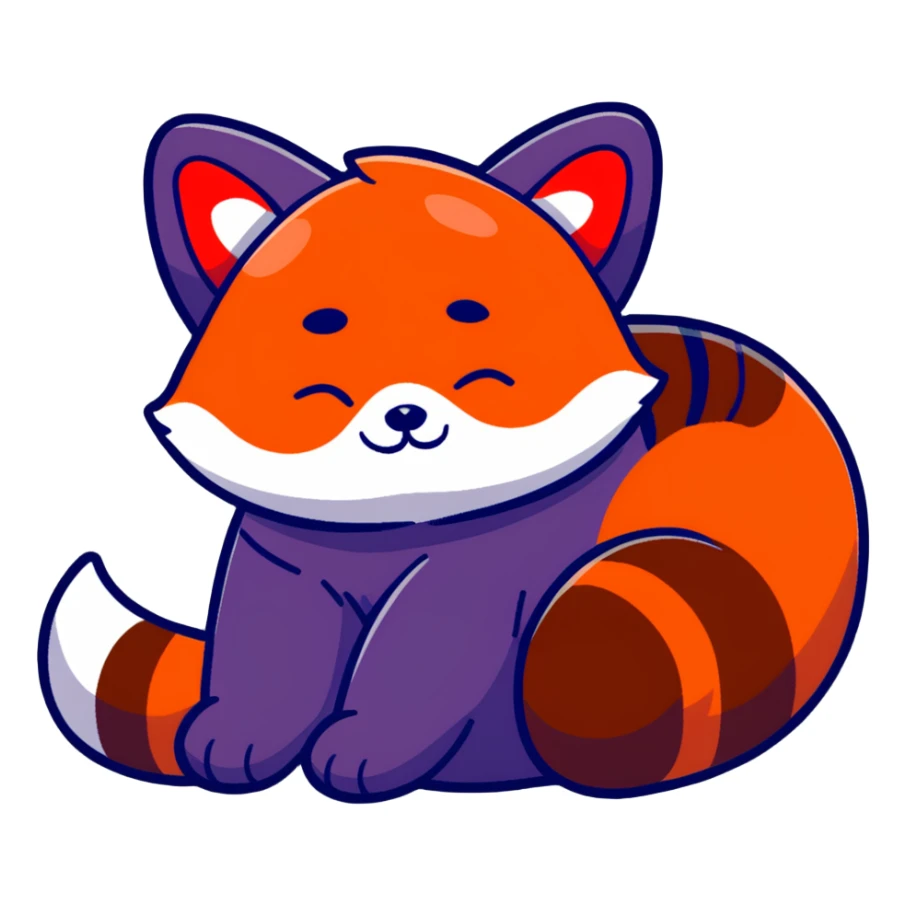 cute red panda sleeping, cartoon sticker style, less orange fur sticker