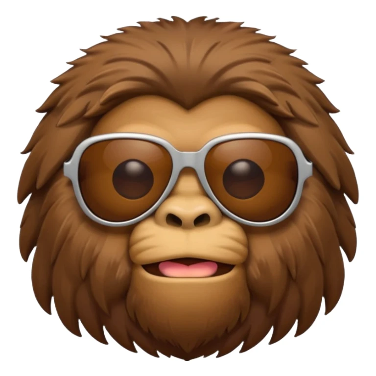 Bigfoot with sunglasses, emoji style, minimalistic, clear expression, smooth edges sticker