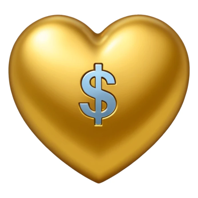 A golden heart with a money pattern around it sticker