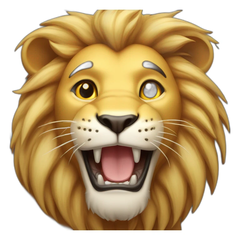 beaming face lion with smiling eyes (robust and muscular build, showcasing its strength and dominance. - Its fur will be a rich golden color) sticker