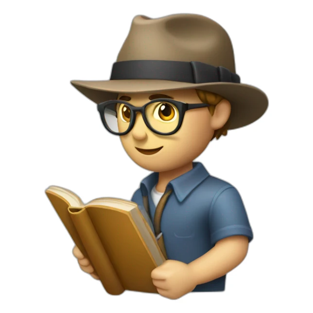 library book icon 3d detective story sticker