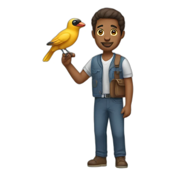 man with a bird in his hand sticker