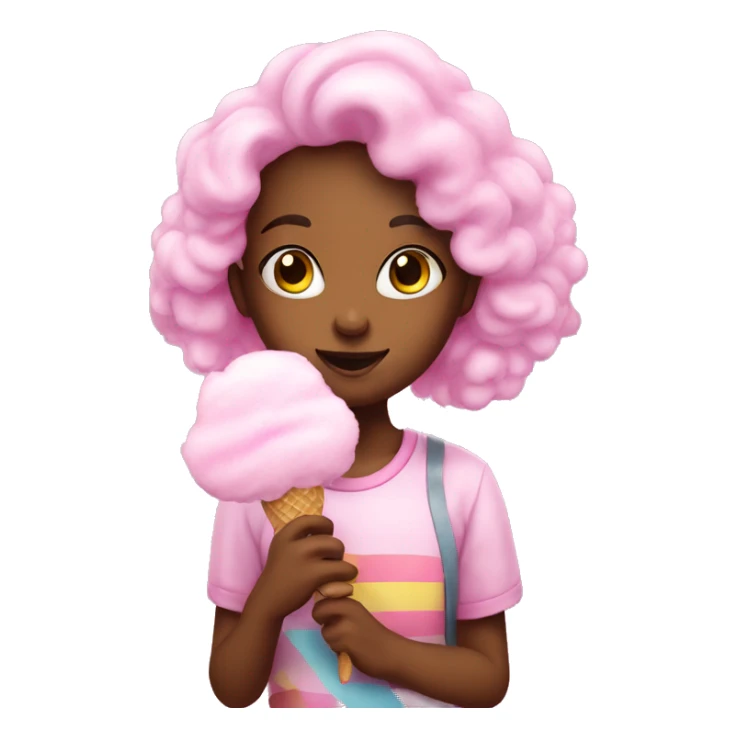 Girl eating cotton candy sticker