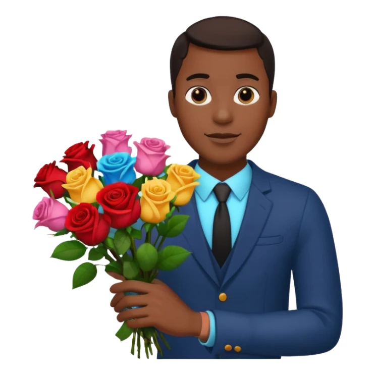 Black Male hand give a bogue of flowers sticker