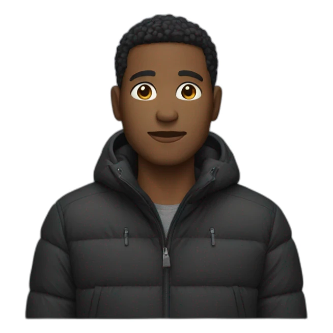 Black male wearing a black puffer jacket  sticker