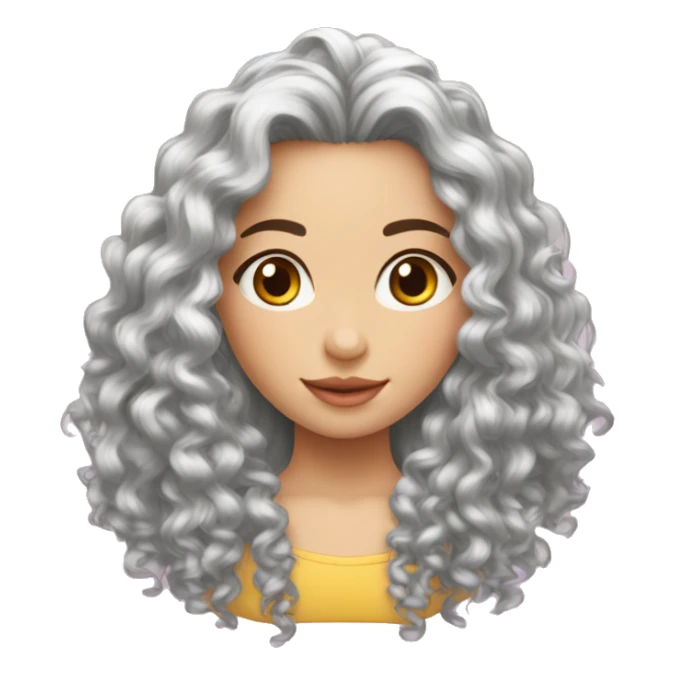 ado fille cheuveux long bouclé sticker