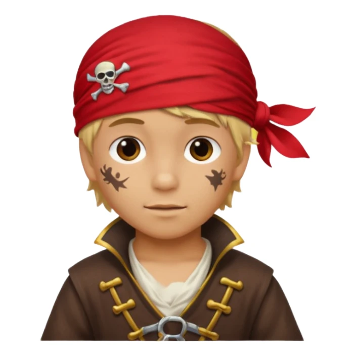 light brown Hispanic boy with blond hair that is dressed as a pirate sticker