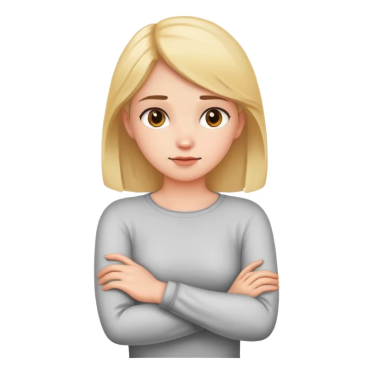 Girl arms crossed holding neck  sticker