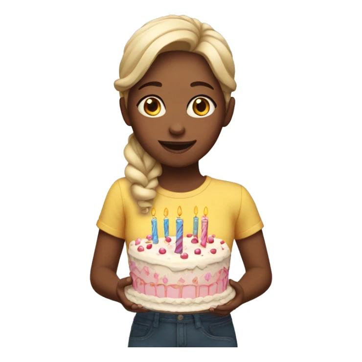 girl with birthday cake sticker